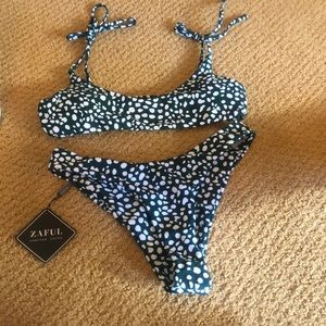Zaful Sea green printed bikini set size small